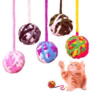 Colorful Woolen Yarn Balls Built-in Bell for Cats